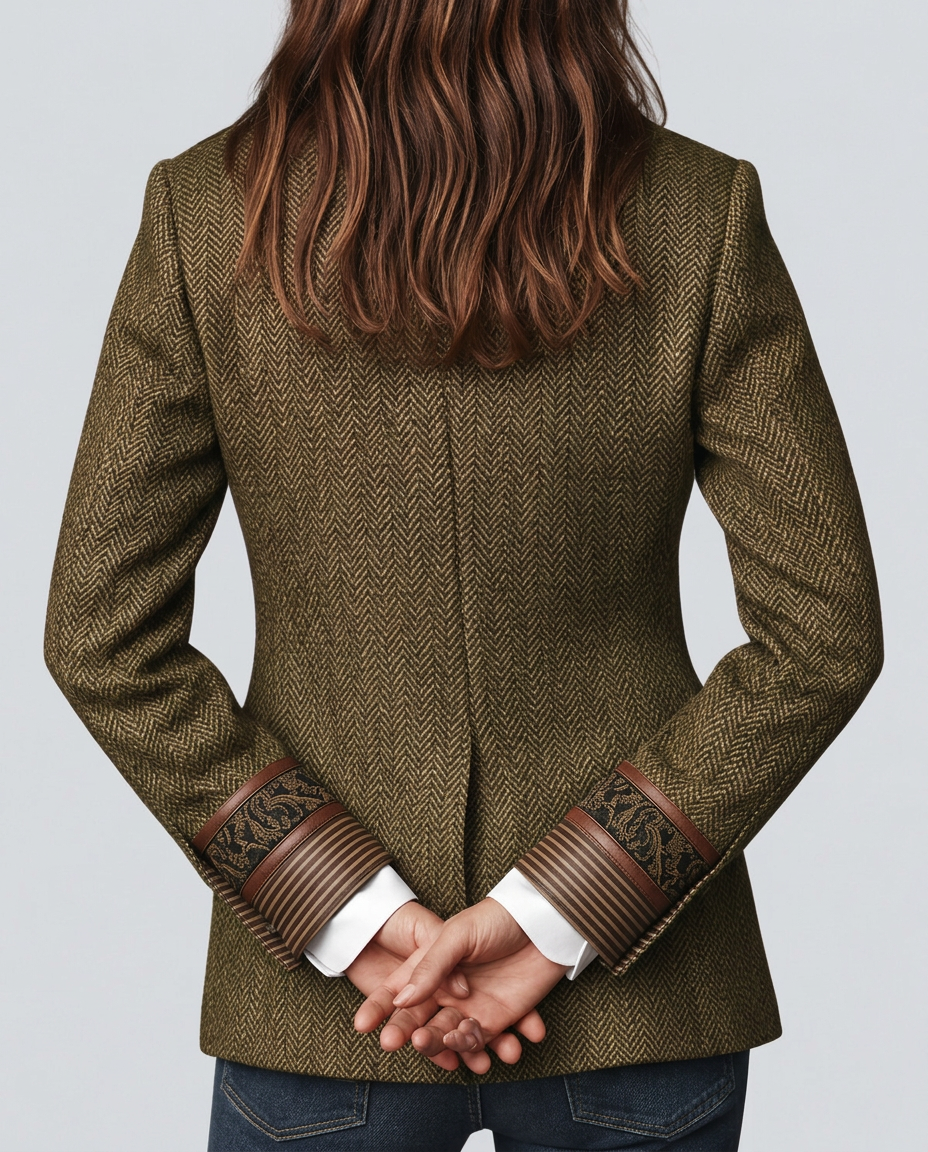 Skylar | Long Sleeve Herringbone Panel Blazer