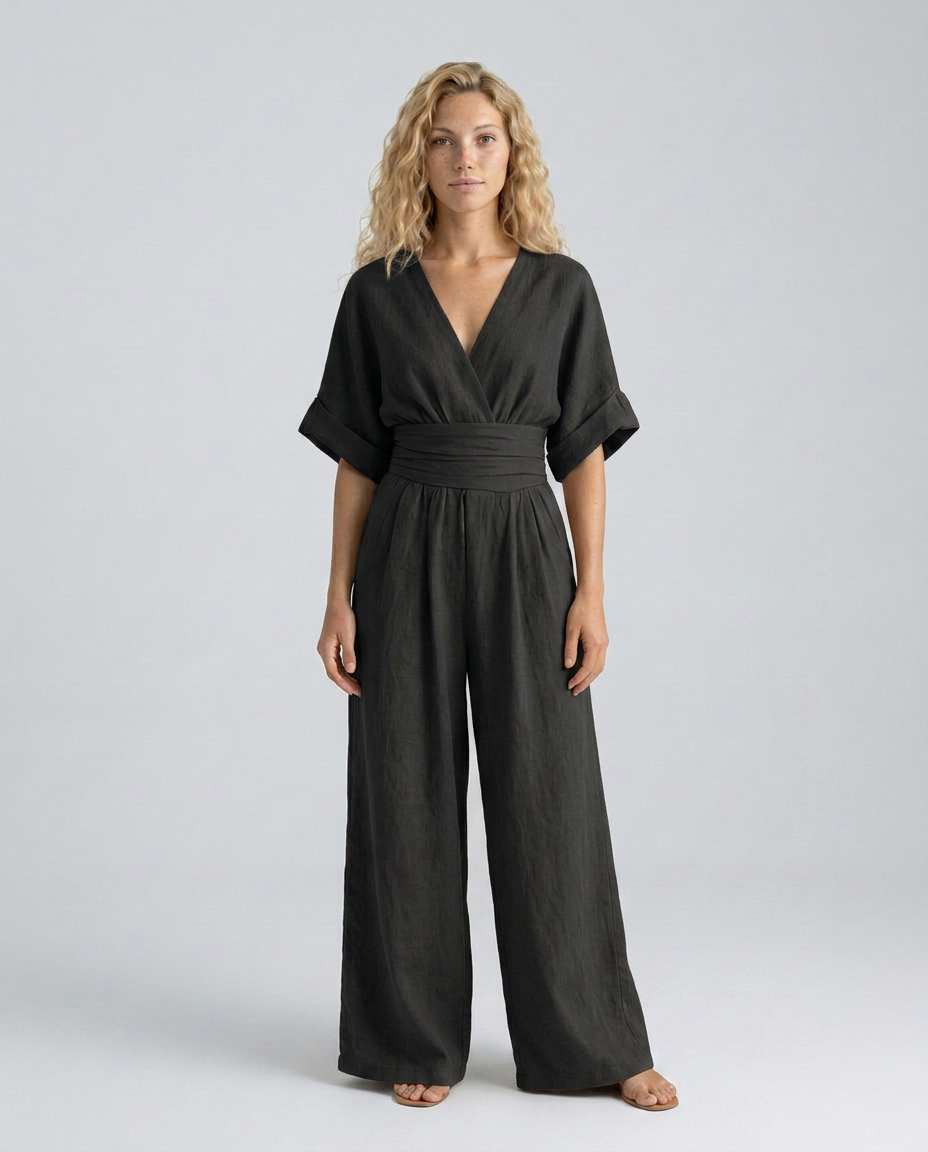 Una | Wide-Leg Linen-Blend Sleeveless Jumpsuit