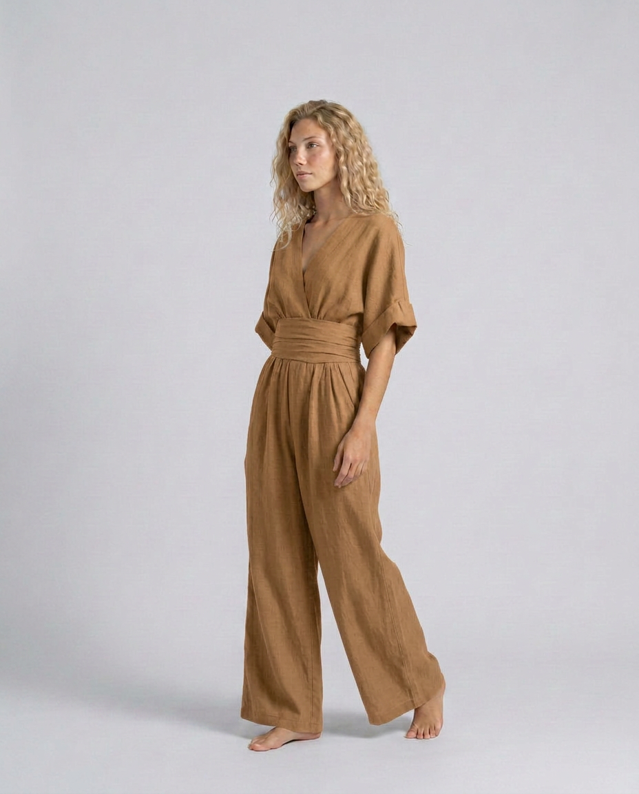 Una | Wide-Leg Linen-Blend Sleeveless Jumpsuit