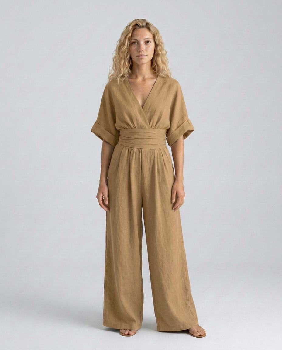 Una | Wide-Leg Linen-Blend Sleeveless Jumpsuit
