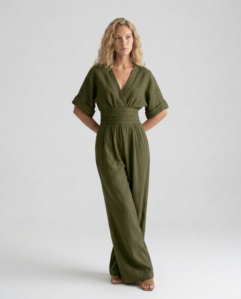 Una | Wide-Leg Linen-Blend Sleeveless Jumpsuit