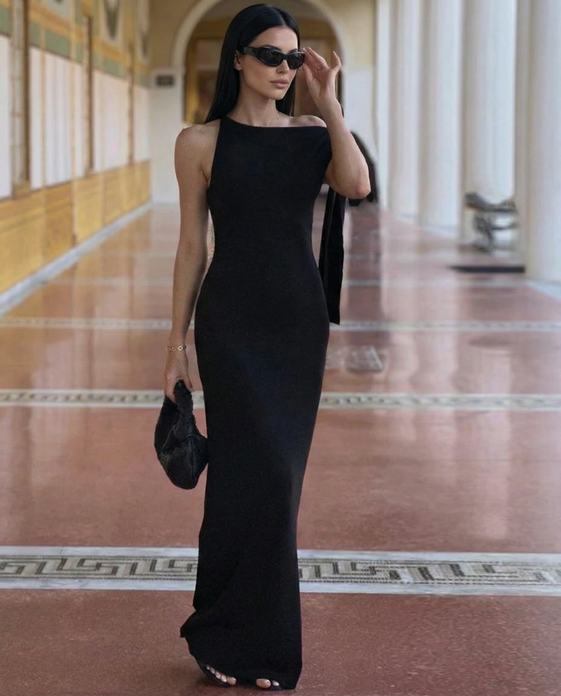 Ada | Maxi Dress with Draped Shoulder Detail