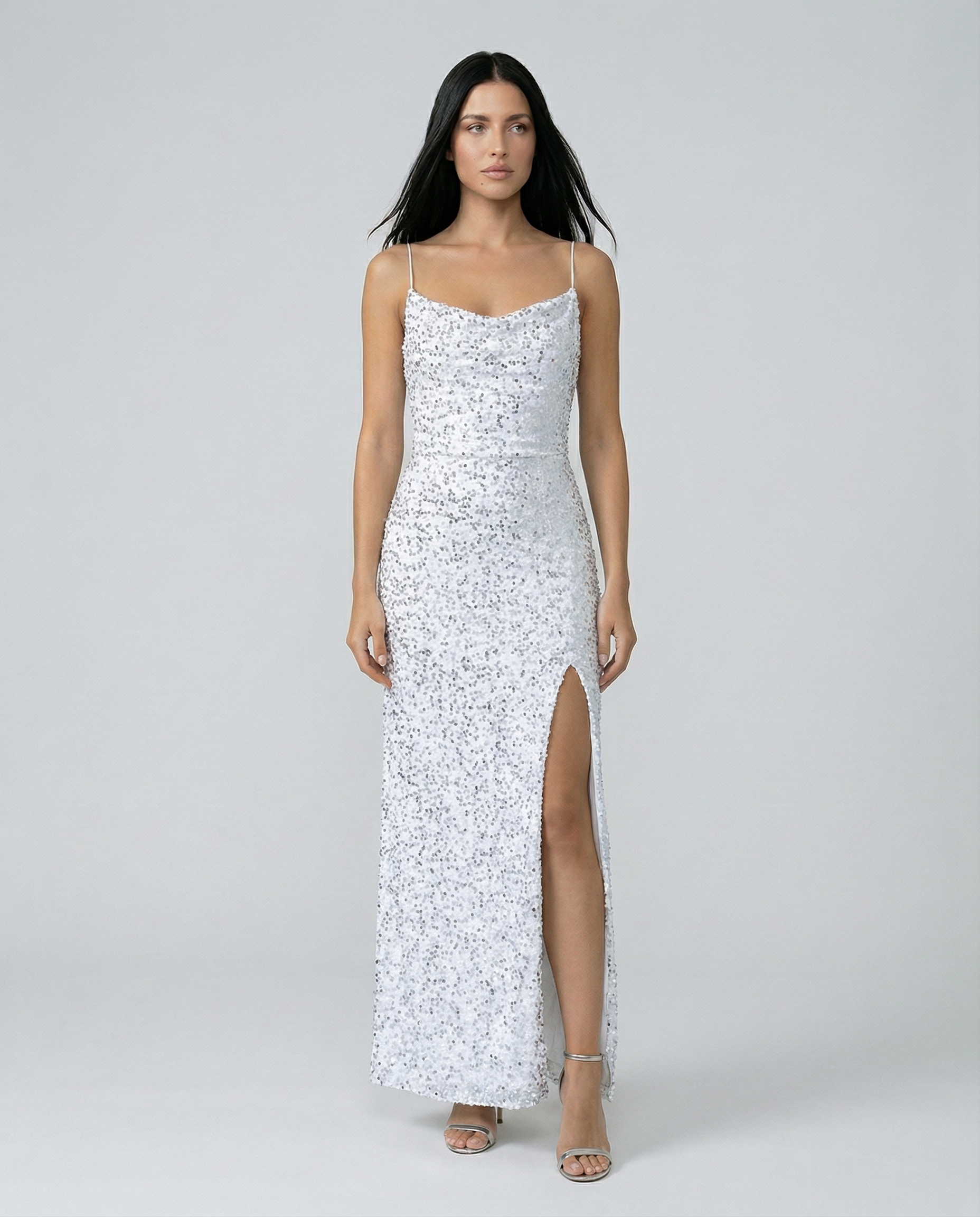 Vivian | Sequin Maxi Dress with Backless Design