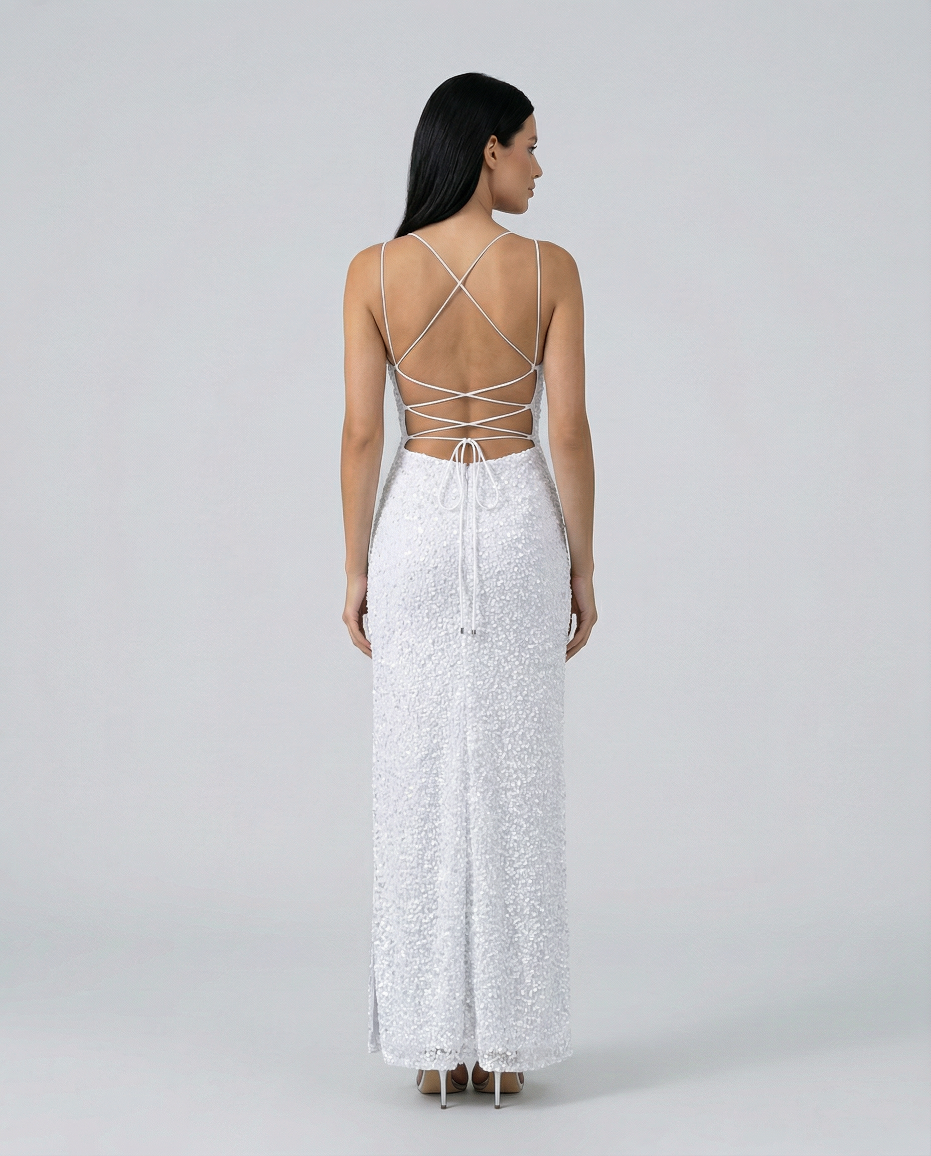Vivian | Sequin Maxi Dress with Backless Design