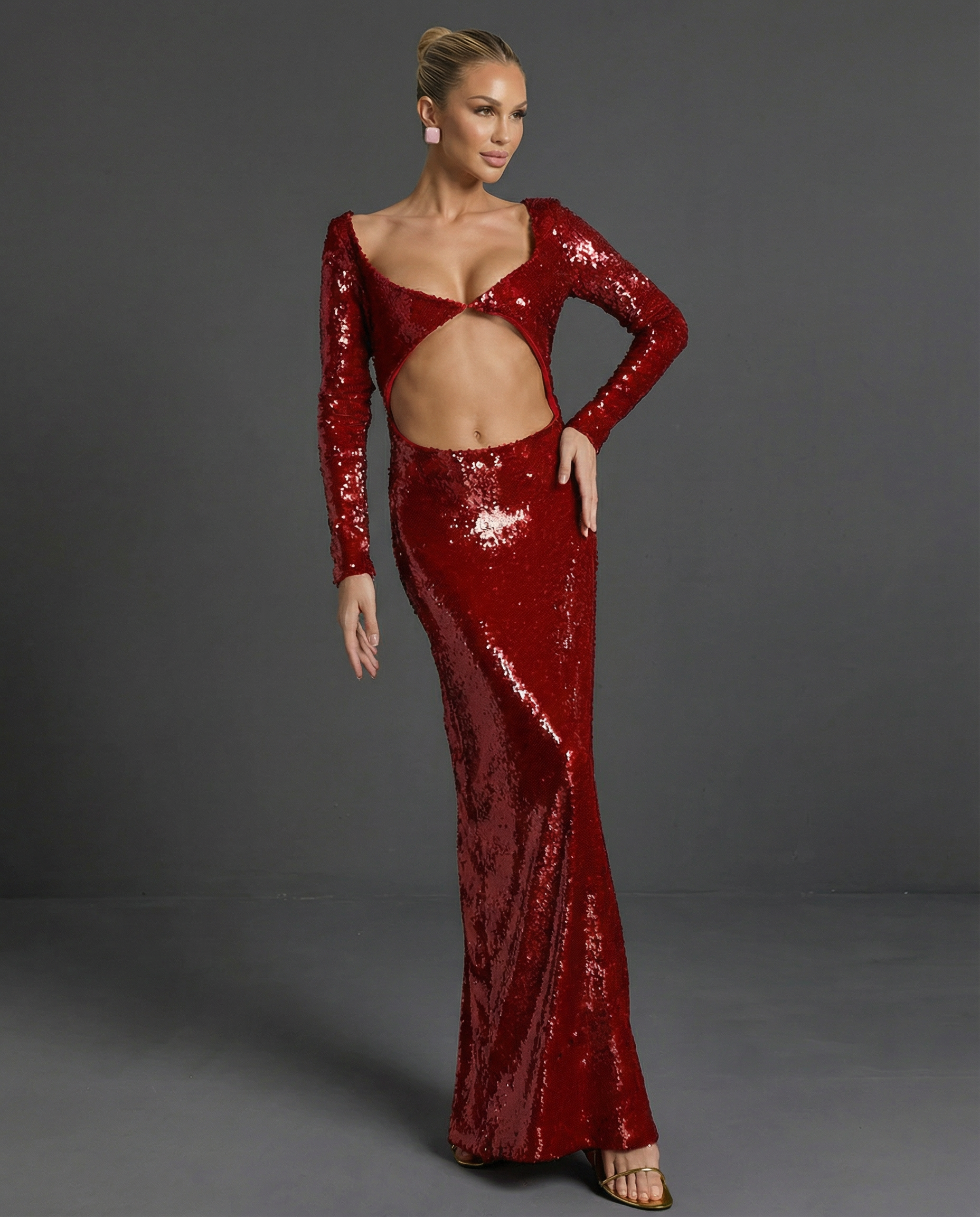 Dianna | Sequin Maxi Dress with Cut-Out Back