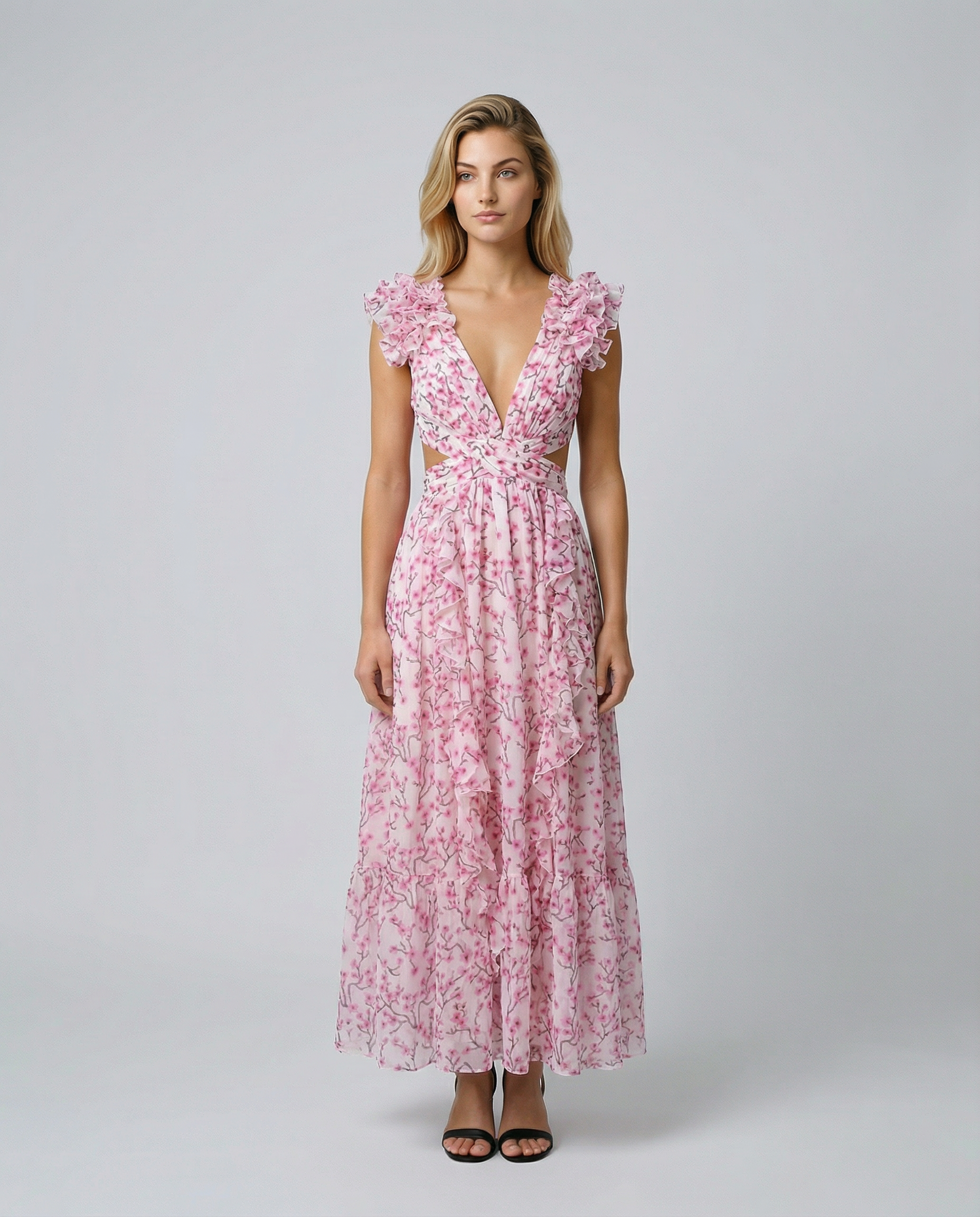 Alison | Maxi Dress with Floral Print and Ruffle Sleeves