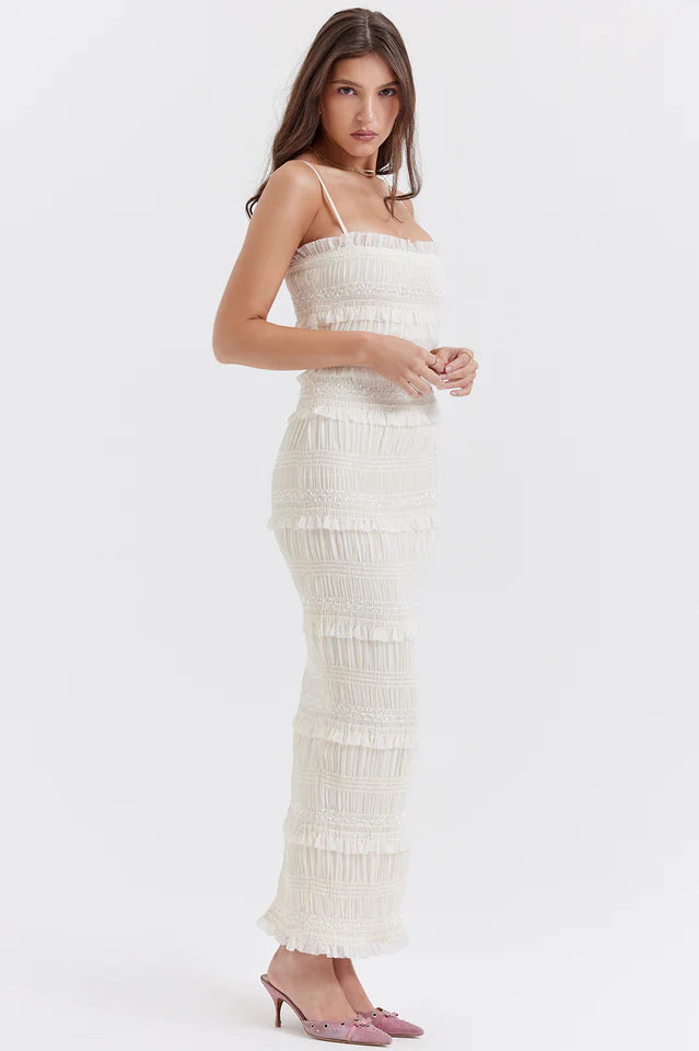 Sonja | Maxi Dress with Pleated Sequin Texture