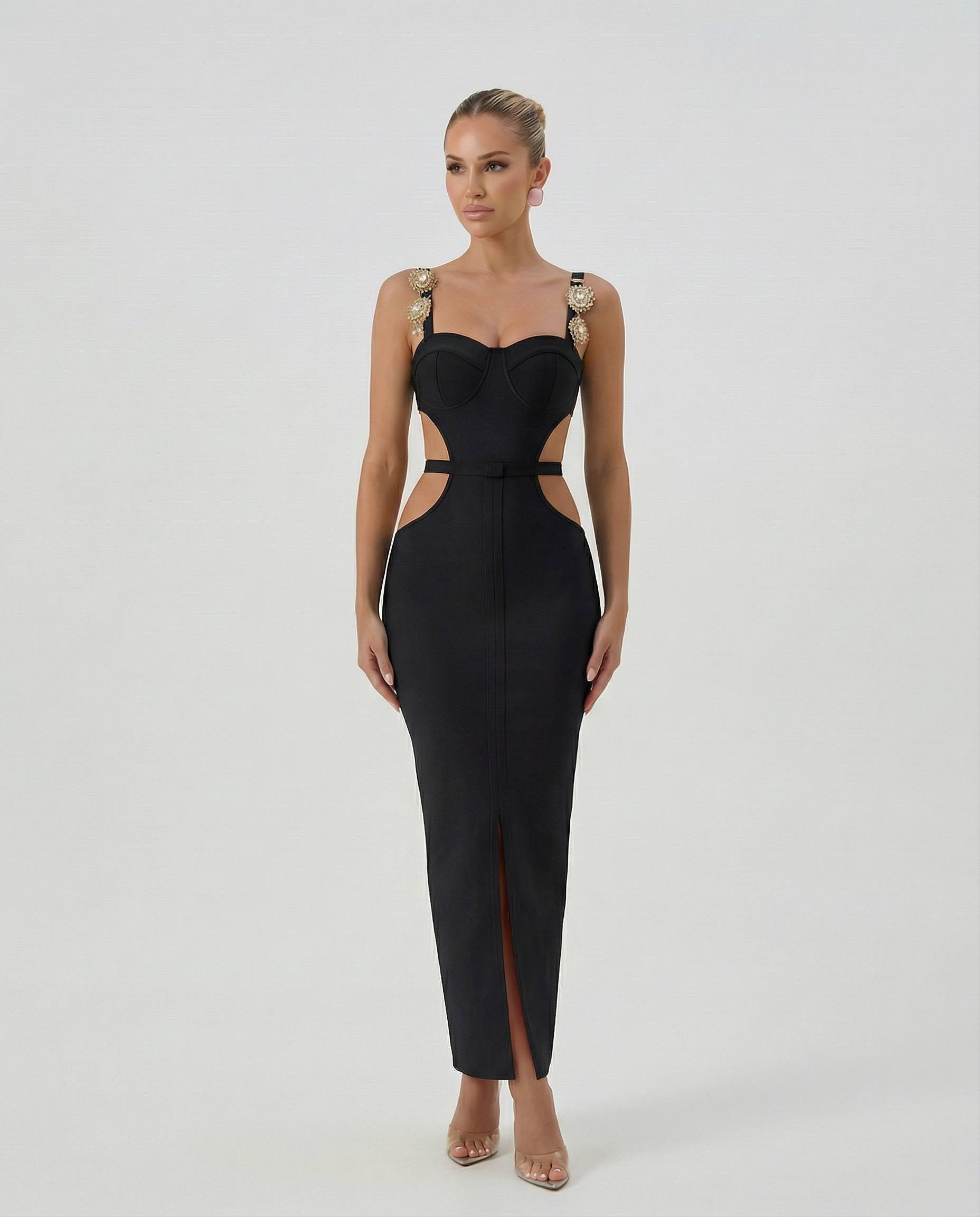 Women's Strappy Cut Out Maxi Dress Metal Trim Wilma