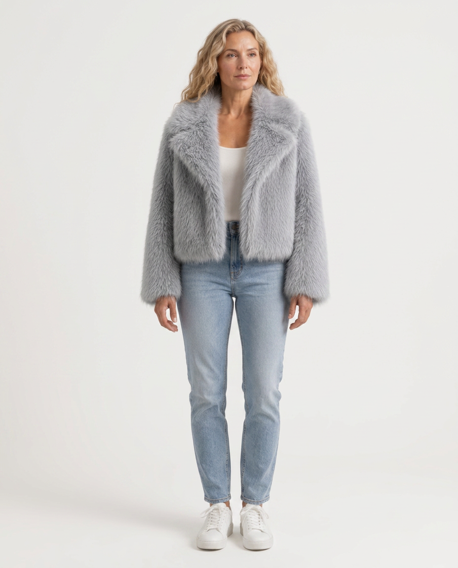 Noelia | Plush Stand Collar Faux Fur Coat