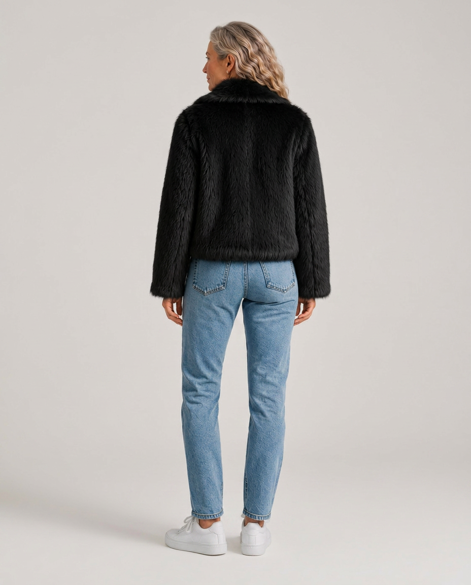 Noelia | Plush Stand Collar Faux Fur Coat