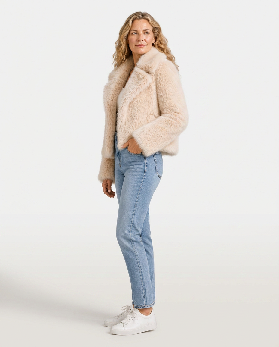 Noelia | Plush Stand Collar Faux Fur Coat