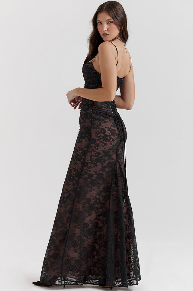Marcella | Lace Maxi Dress with Corset Back