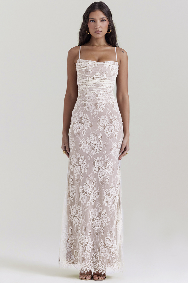 Marcella | Lace Maxi Dress with Corset Back