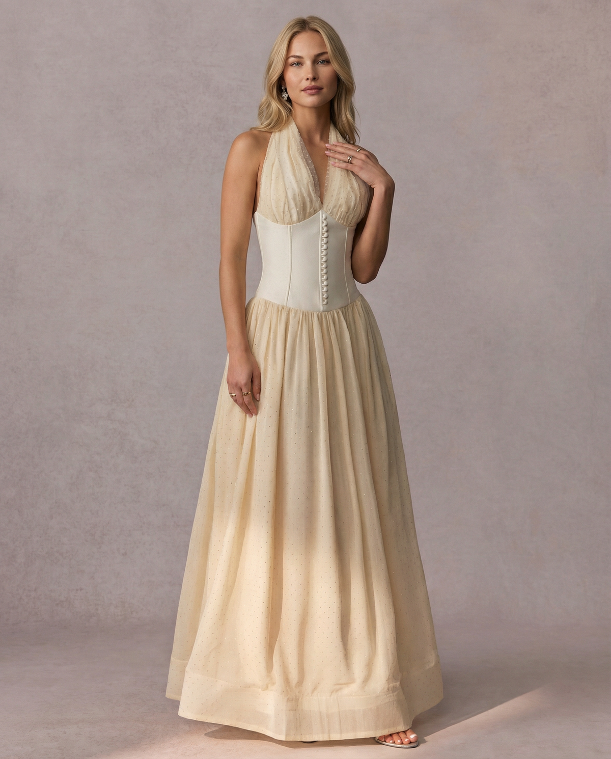 VIVIANO × JURK / Tulle Bustier beige CEM NUDE SHEER CORSET STRAP 