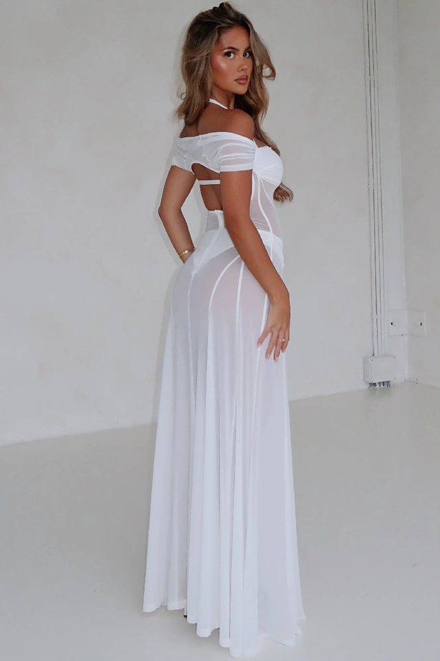 Denise | Sheer Maxi Dress with Side Split