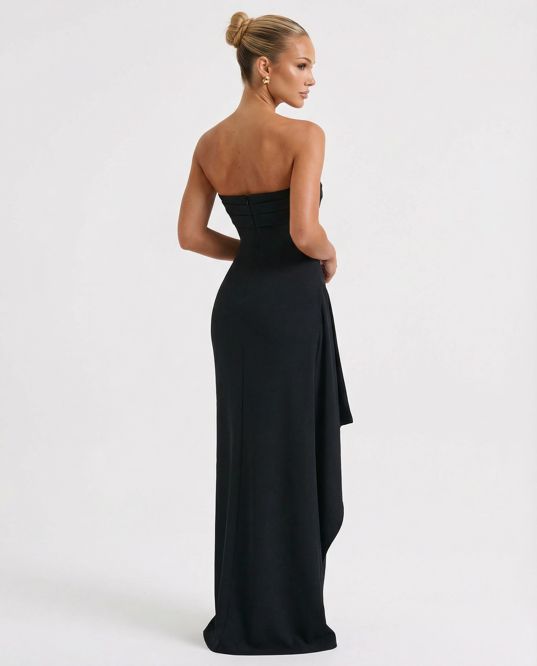 Stacey | Strapless Maxi Dress with Ruched Detail and Split