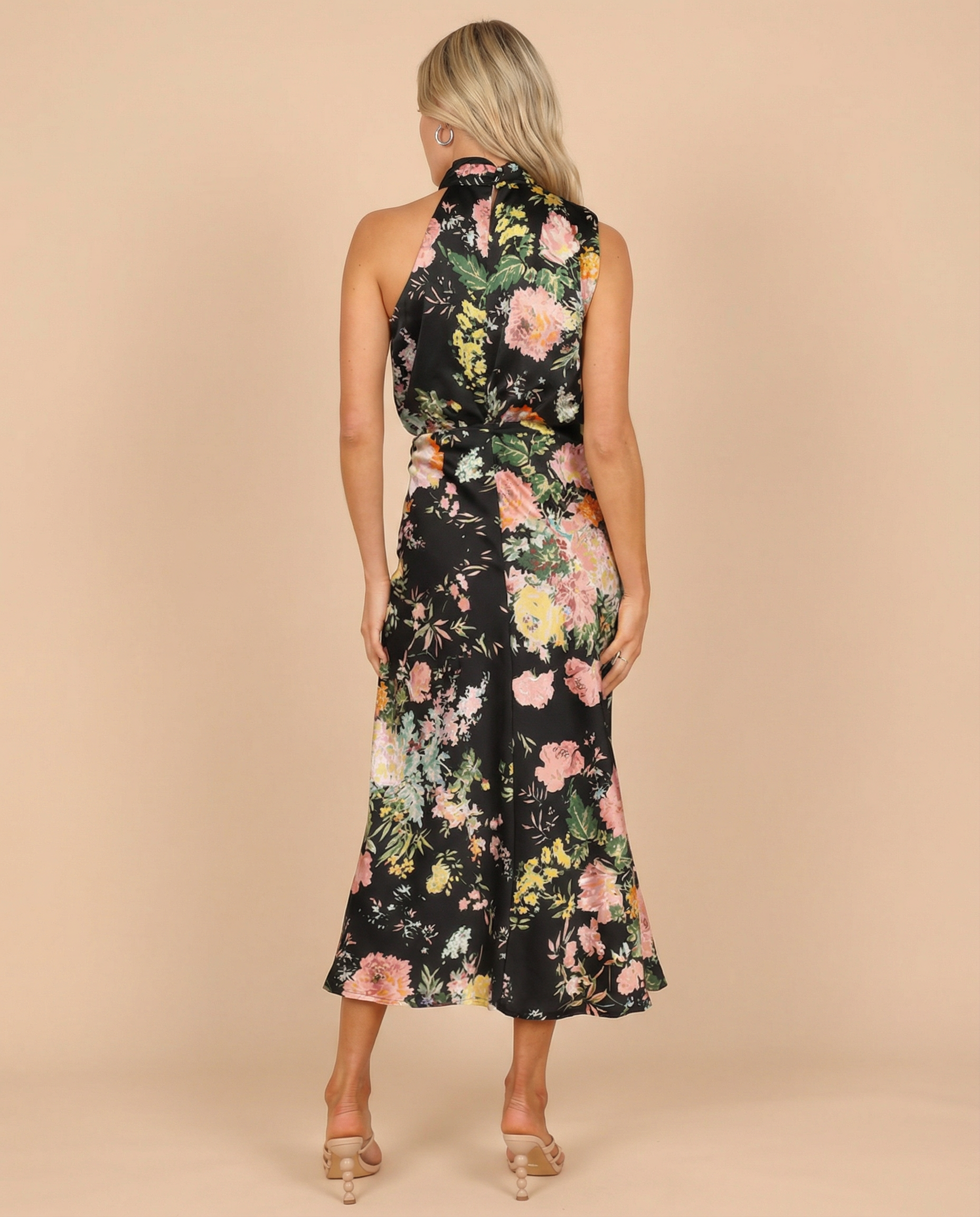 Anabelle | Halter Neck Midi Dress with Floral Print