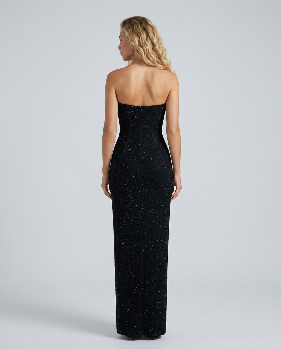 Elara | Embellished Strapless Bandeau Maxi Dress