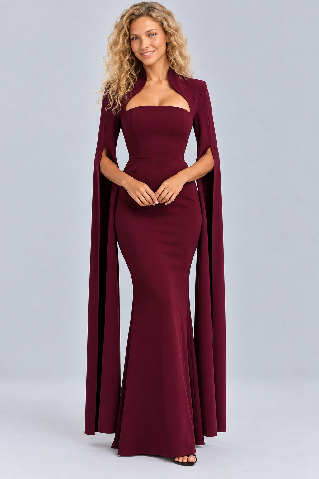 Rocio | Bodycon Cape-Sleeve Midi Dress