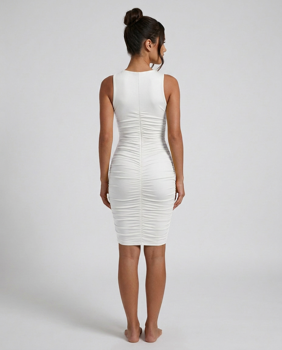 Nona | Asymmetric Ruched Midi Dress