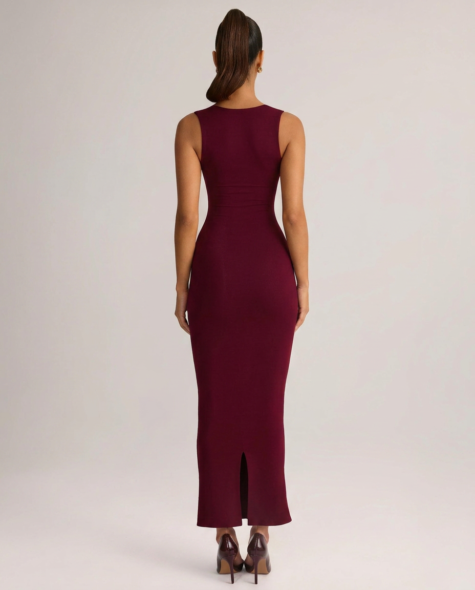 Elara | Square-Neck Fishtail Bodycon Midi Dress