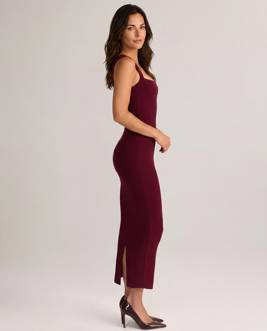 Elara | Square-Neck Fishtail Bodycon Midi Dress