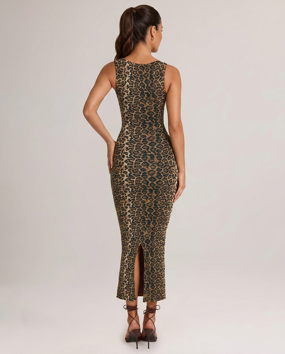 Elara | Square-Neck Fishtail Bodycon Midi Dress