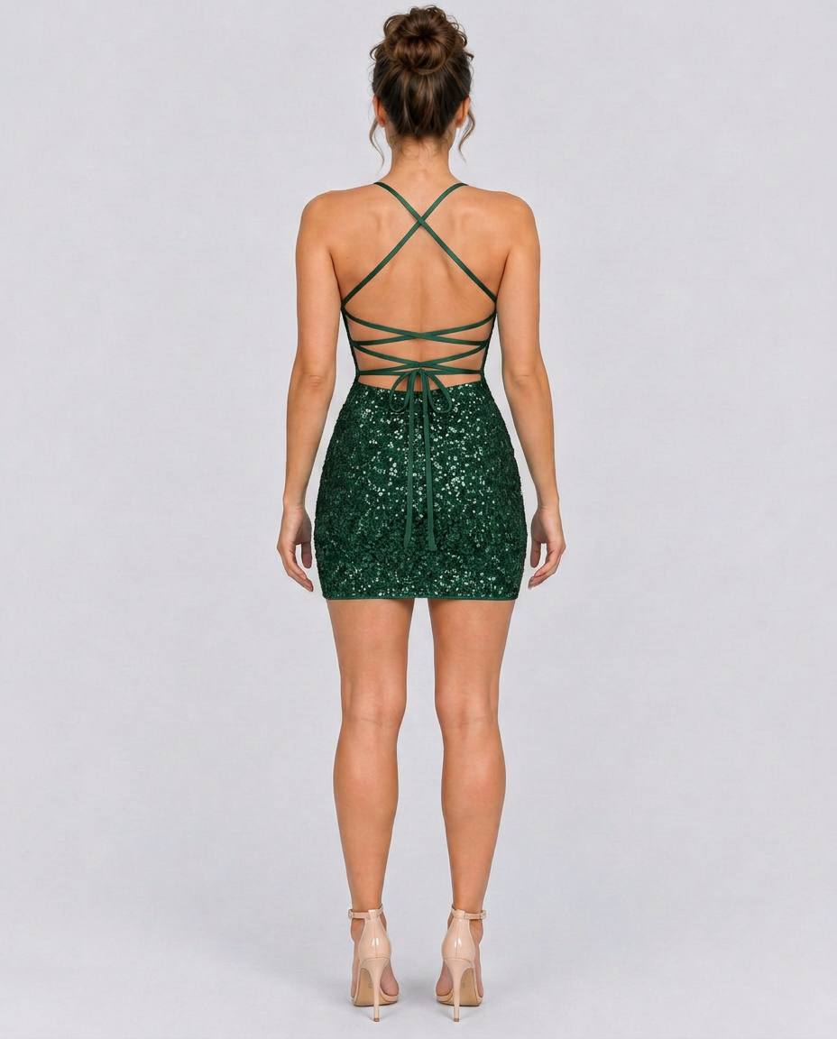 Linden | Lace-Up Bodycon Lace Mini Dress