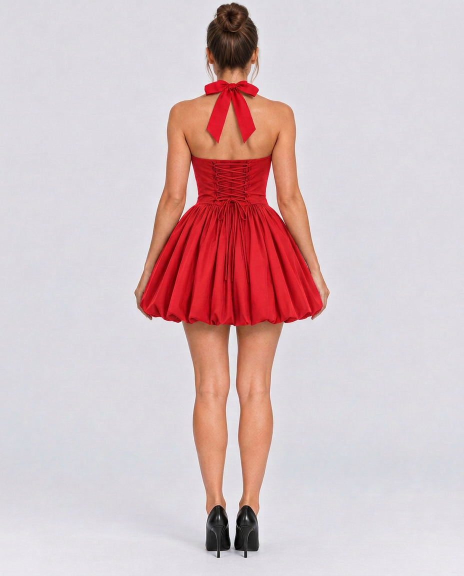 Niamh | Halterneck Bubble Corset Mini Dress