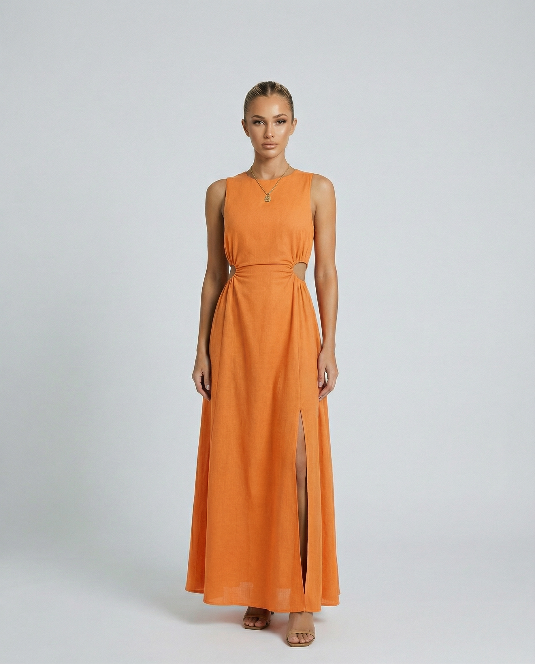 Donna | Sleeveless Midi Dress with Side Cut-Out