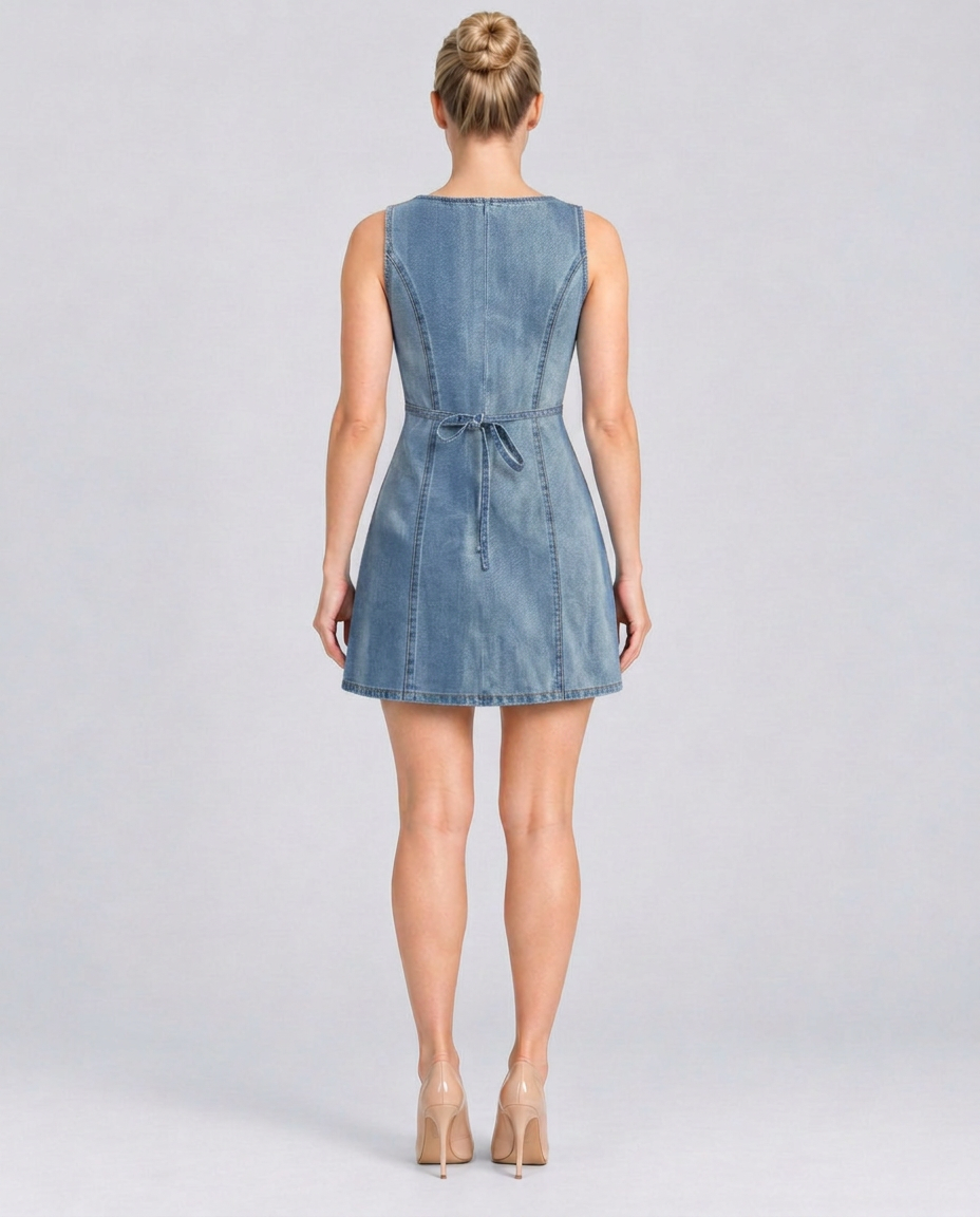 Salma | Sleeveless Tie-Back Denim Mini Dress