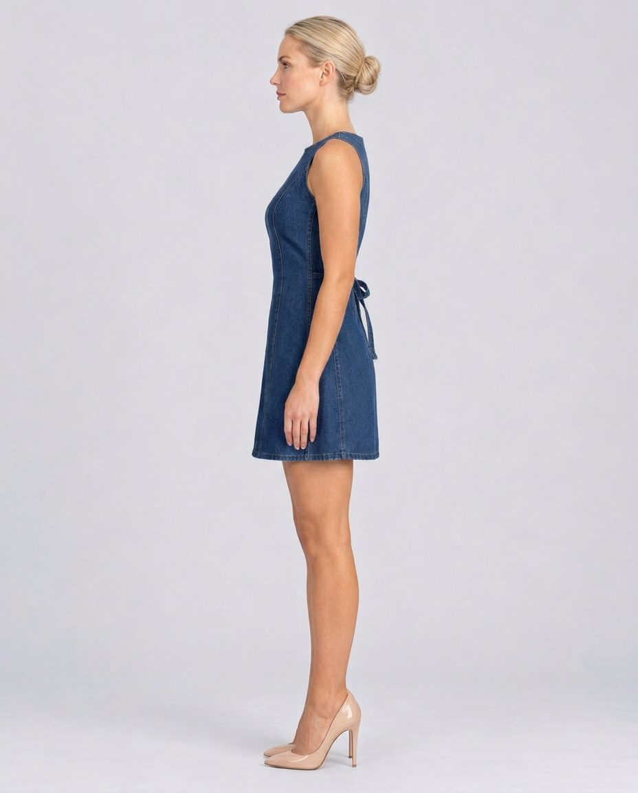 Salma | Sleeveless Tie-Back Denim Mini Dress