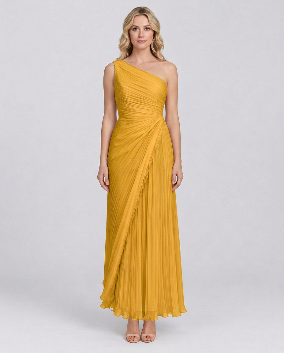 Aubrey | One-Shoulder Pleated Maxi Dress
