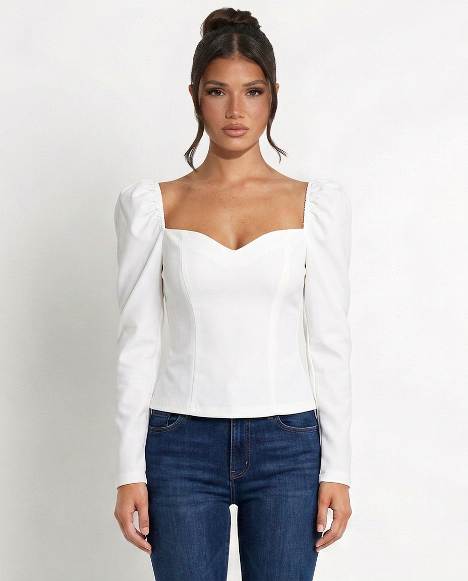 Camille | Cropped Puff Sleeve Knit Top