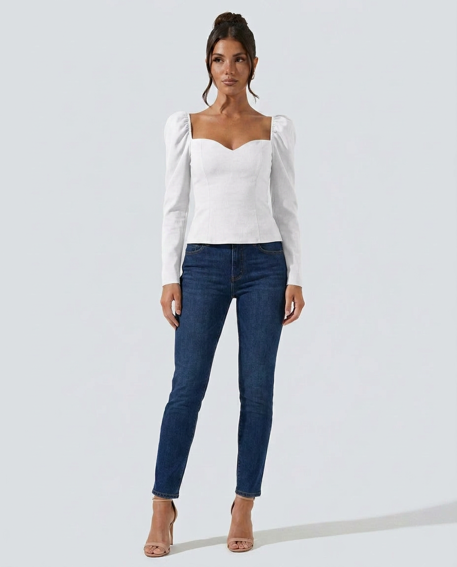 Camille | Cropped Puff Sleeve Knit Top