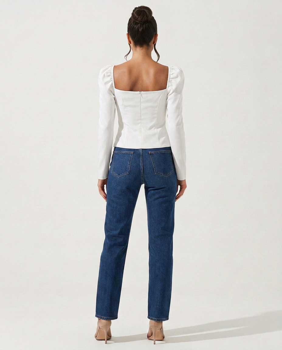 Camille | Cropped Puff Sleeve Knit Top