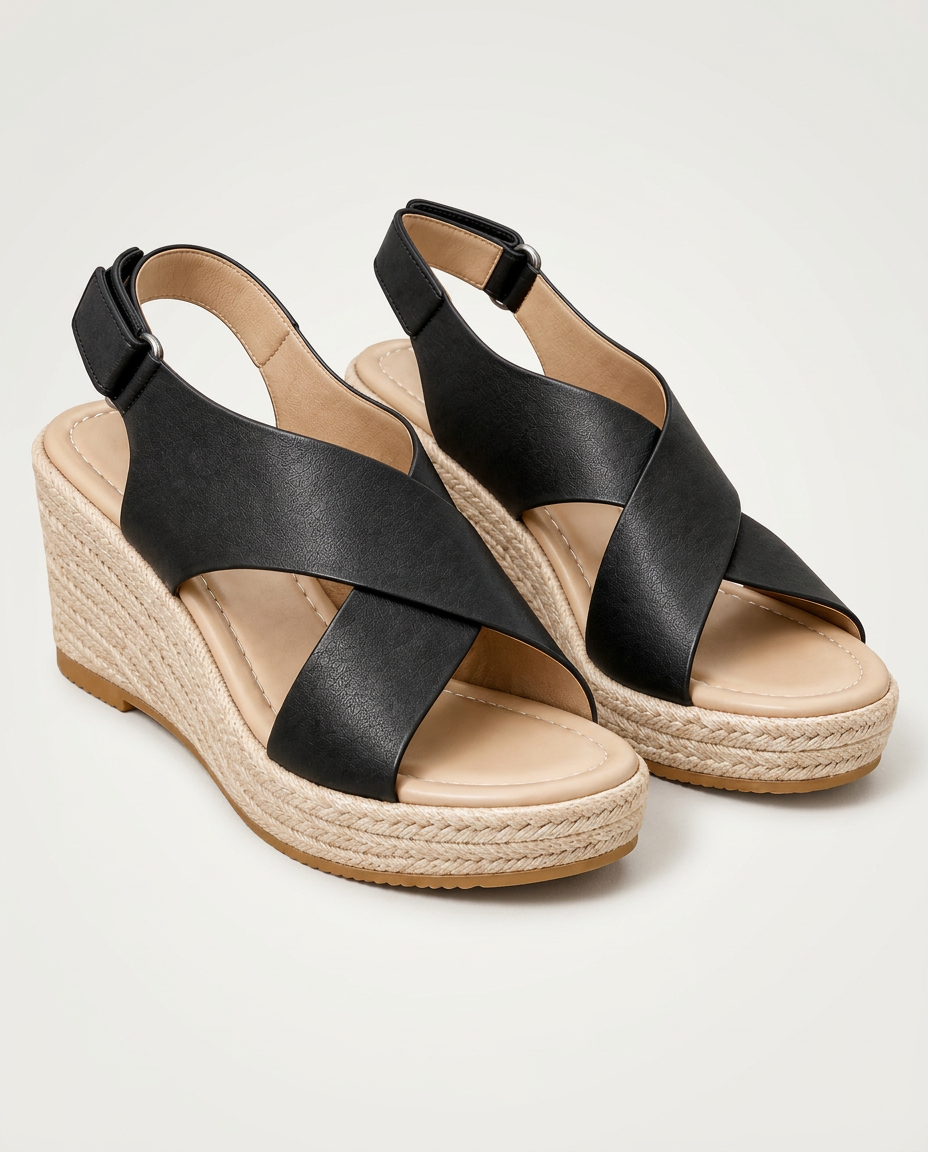Noor | Crisscross Strap Cushioned Wedge Sandals