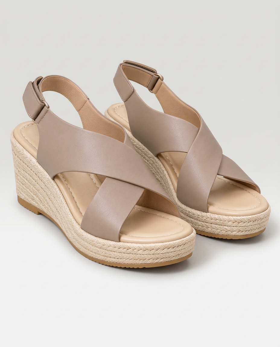 Noor | Crisscross Strap Cushioned Wedge Sandals