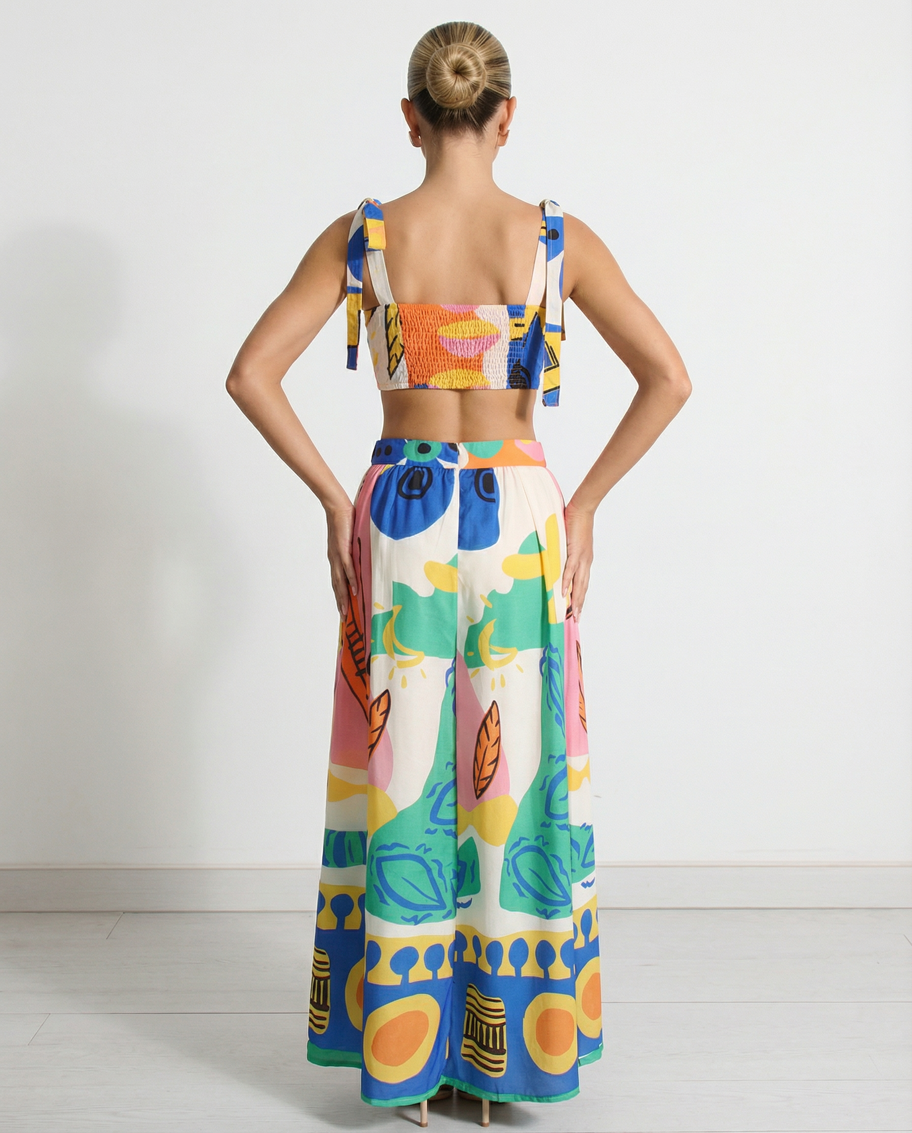 Aubrey | Printed Crop Top and Midi Skirt Set
