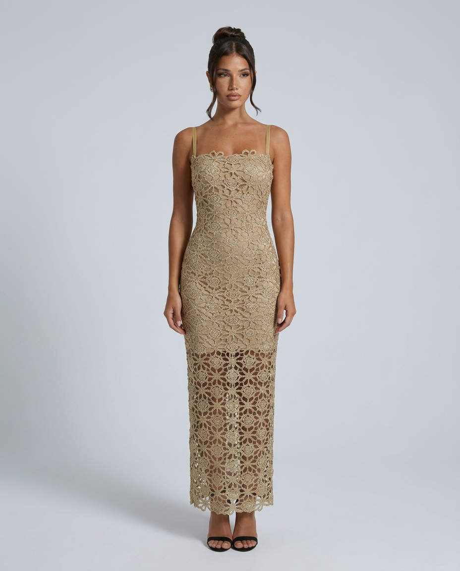 Hailey | Sleeveless Lace Slip Midi Dress