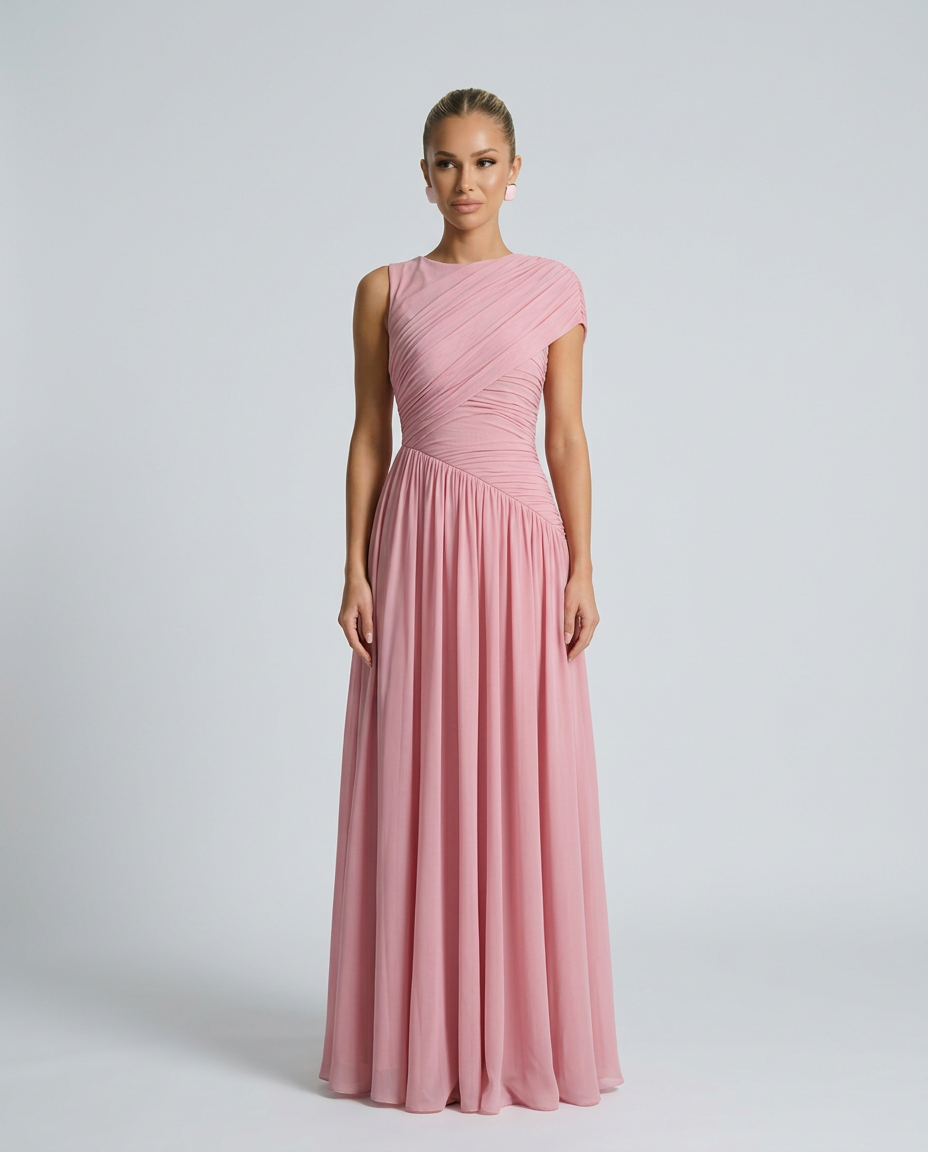 Jean | Asymmetric Draped One Shoulder Maxi Dress