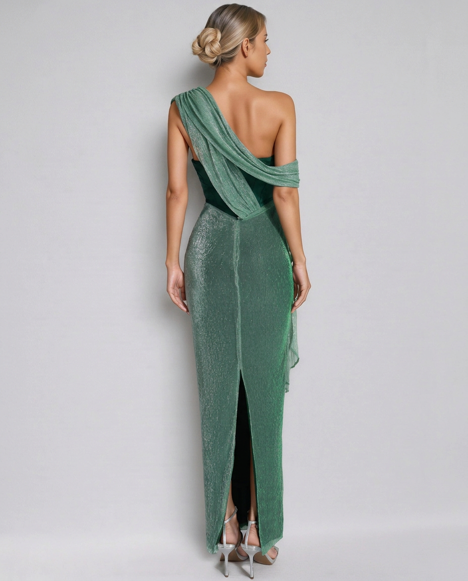 Sherry | Draped Corset Column Maxi Dress