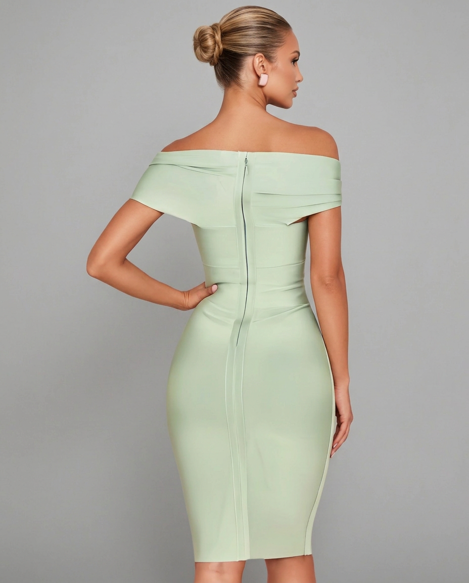 Kare | Off-Shoulder V-Neck Bandage Midi Dress
