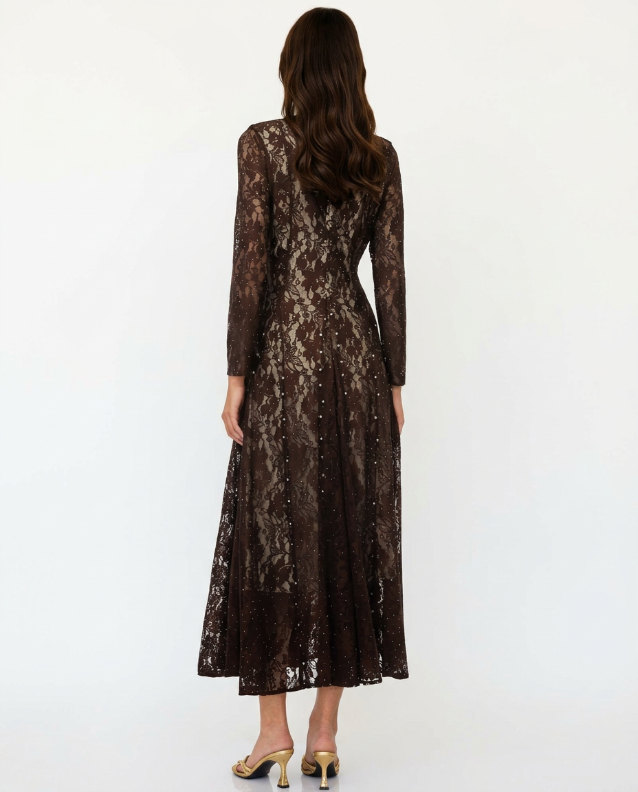 Olivia | Floral Lace Long Sleeve Maxi Dress
