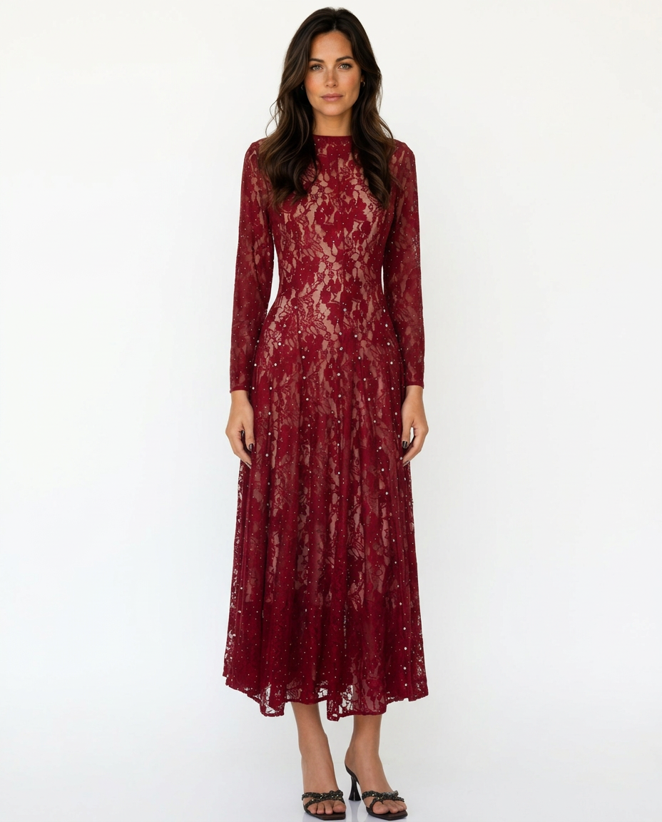 Olivia | Floral Lace Long Sleeve Maxi Dress