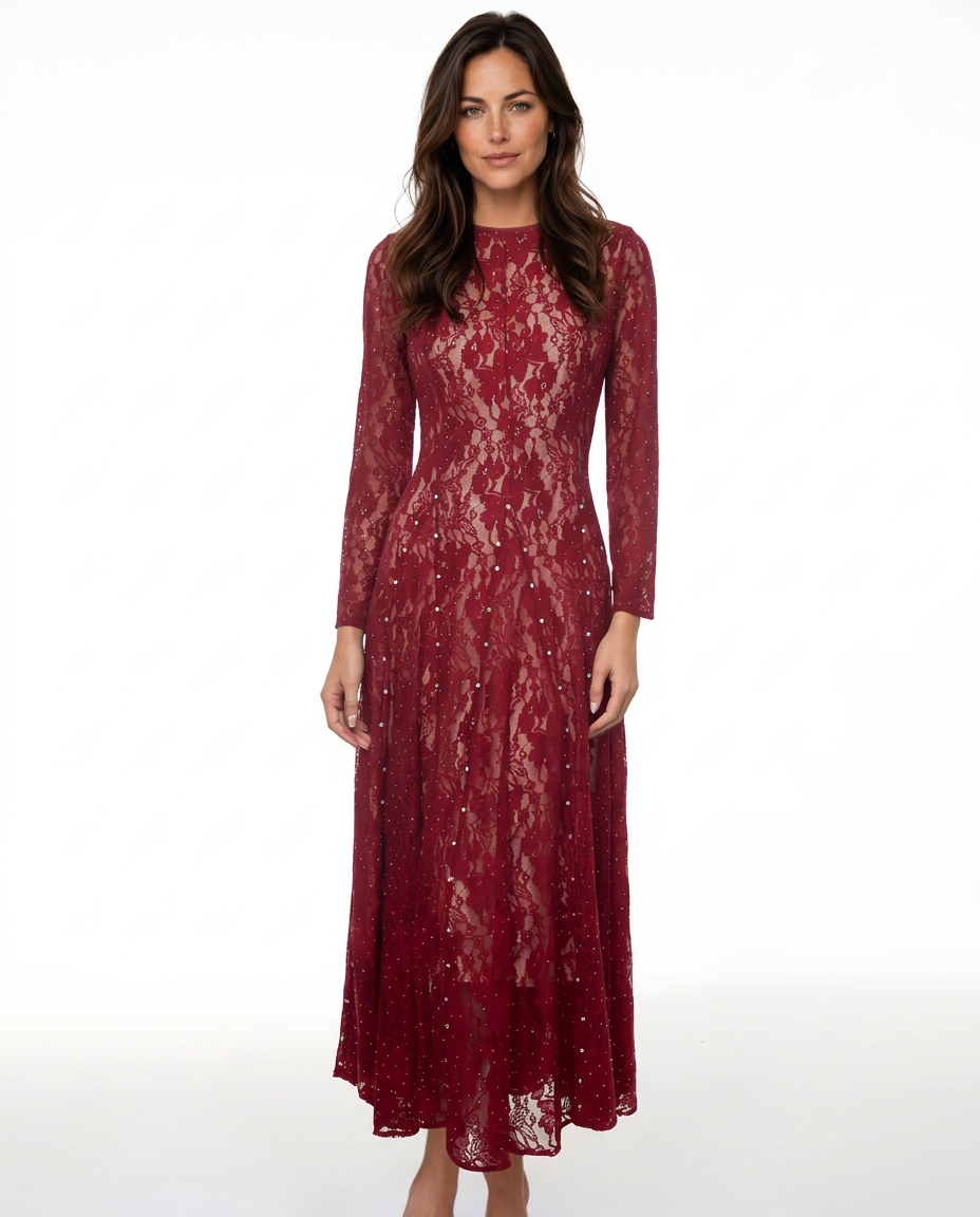 Olivia | Floral Lace Long Sleeve Maxi Dress
