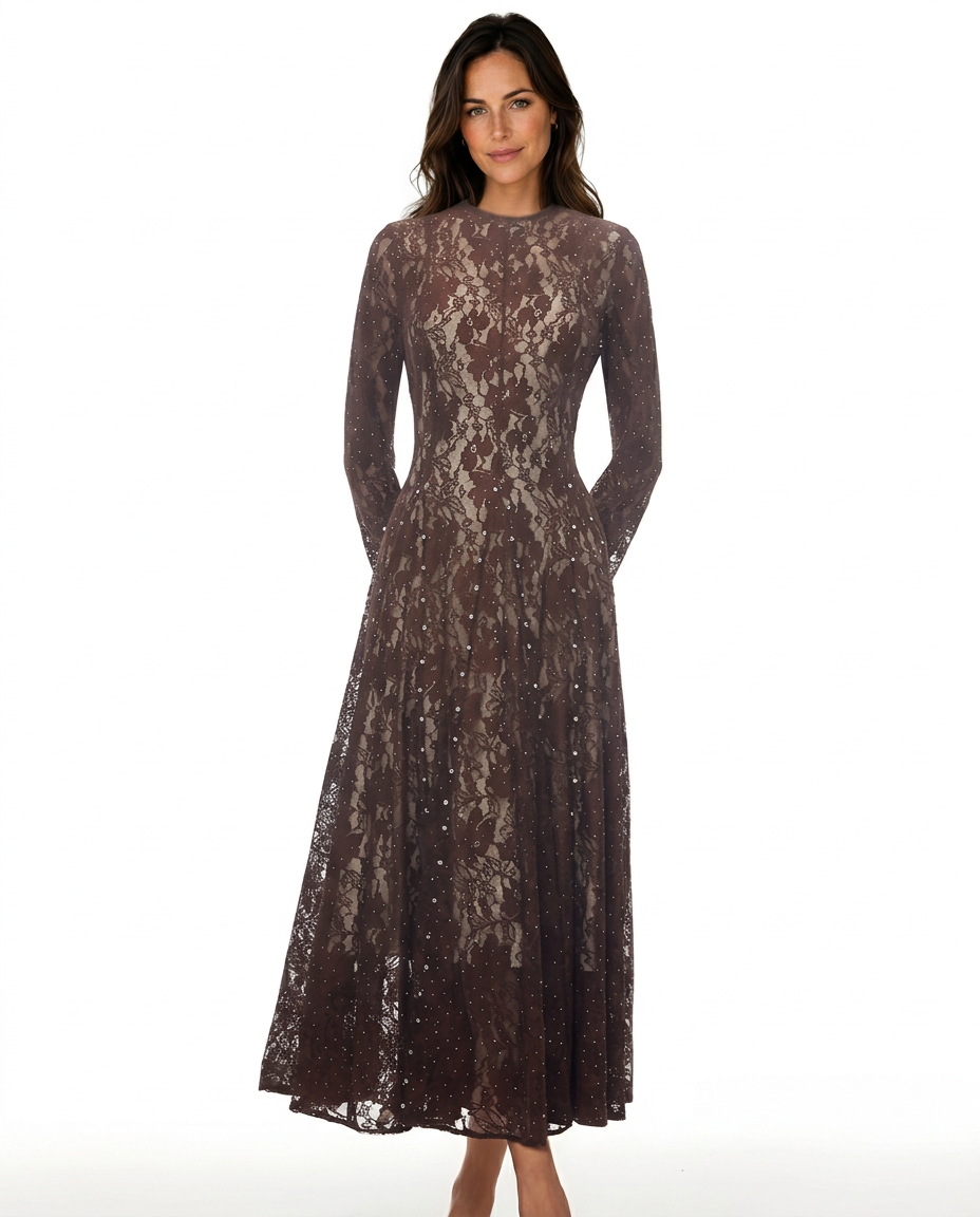 Olivia | Floral Lace Long Sleeve Maxi Dress