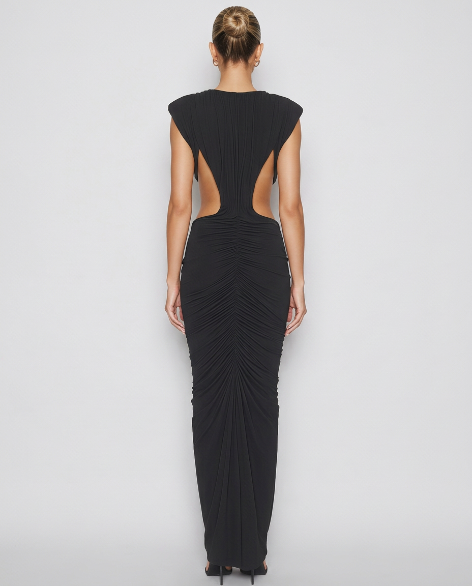 Shelly | Cut-Out Draped Bodycon Maxi Dress