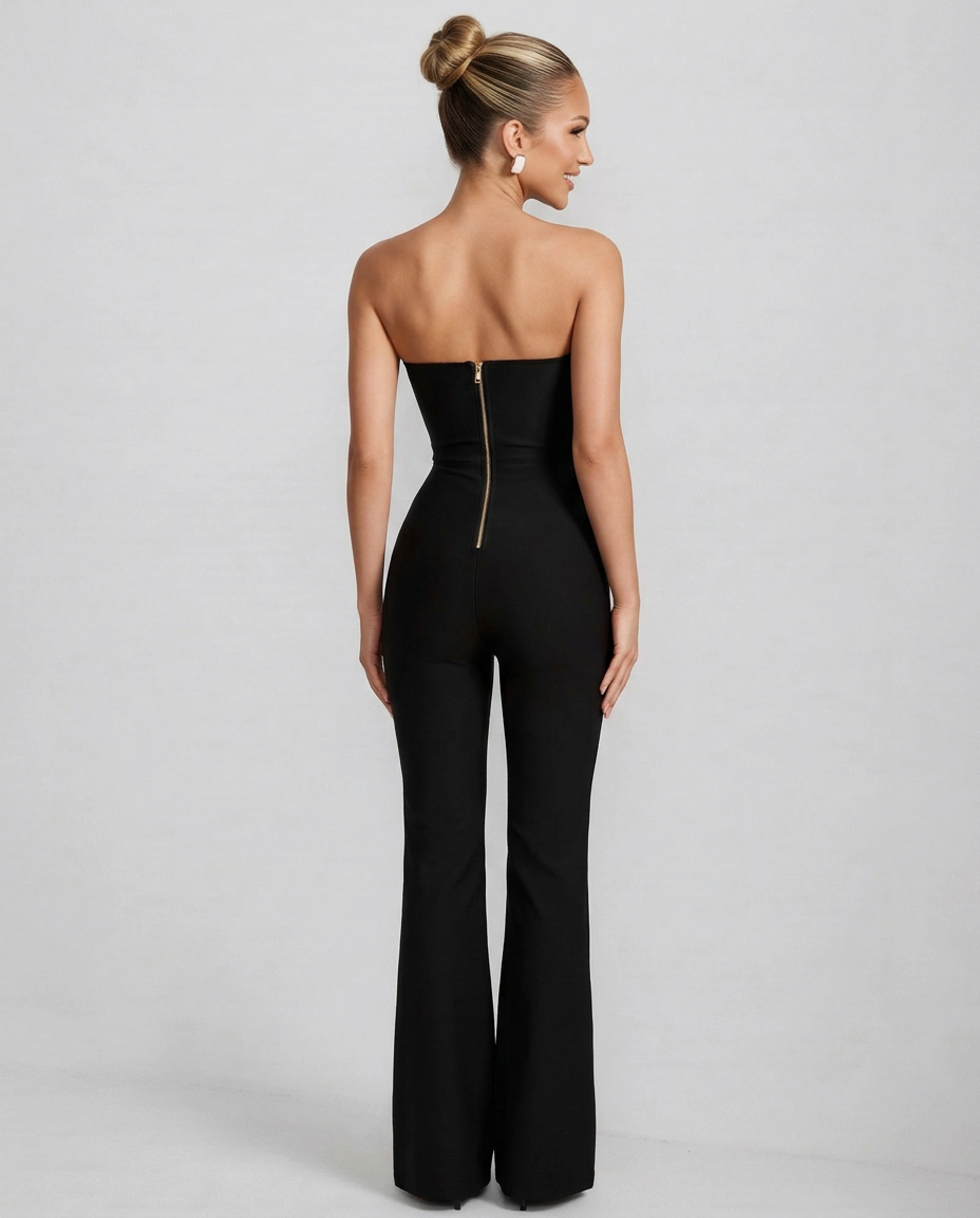 Violet | Sleeveless Rhinestone Backless Bandage Jumpsuit