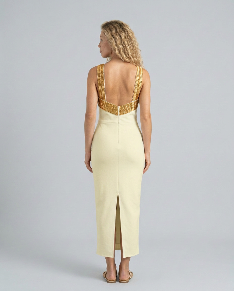 Nikki | Rhinestone Halter Neck Bodycon Midi Dress